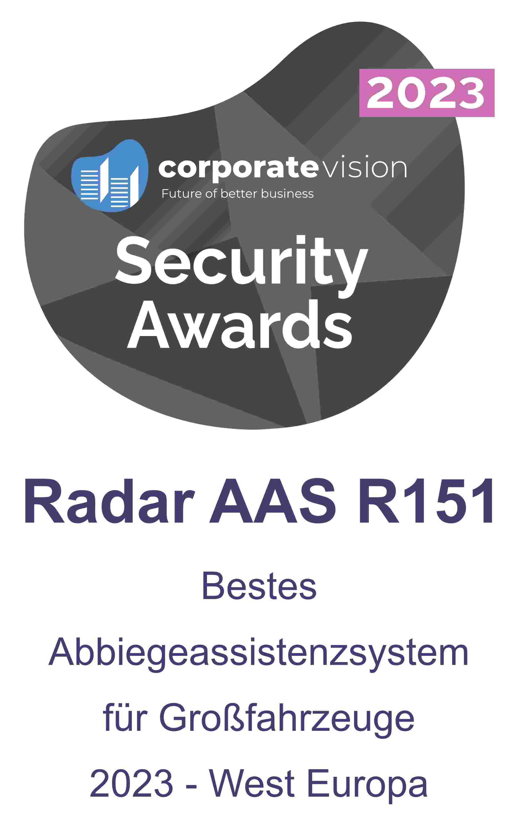 Award Radar R151 Bestes Abbiegeassistenzsystem 2023 West-Europa  TruckWarn